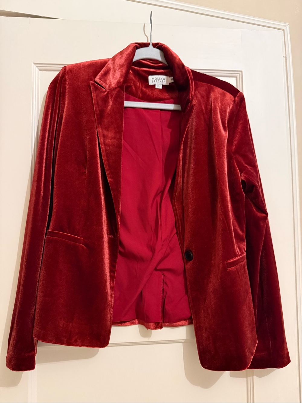Molly Bracken Red Velvet Blazer Jacket